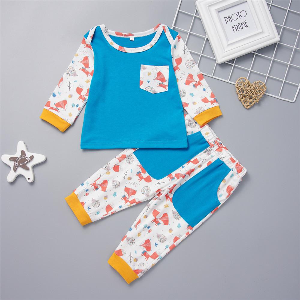 Baby Boys Long Sleeve Printed Fox Tops&Pants Baby Clothing In Bulk - PrettyKid