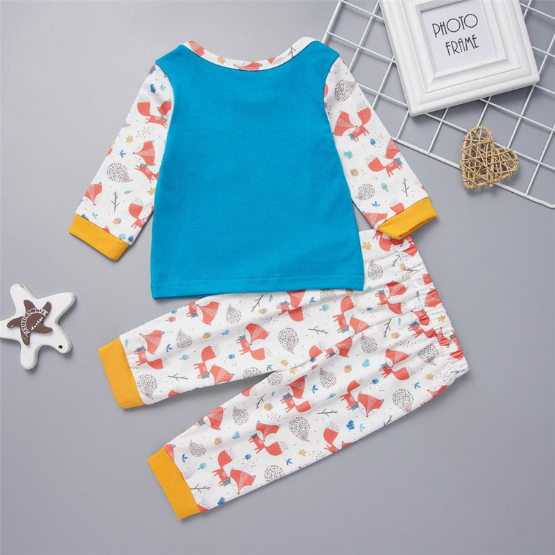 Baby Boys Long Sleeve Printed Fox Tops&Pants Baby Clothing In Bulk - PrettyKid