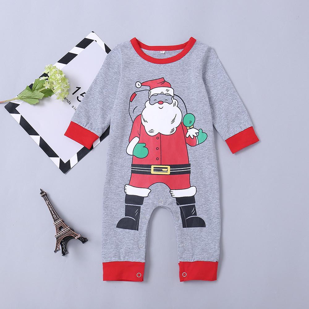 Baby Boys Long Sleeve Printed Santa Claus Romper Baby Wholesale - PrettyKid