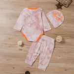 Baby Boys Long Sleeve Tie Dye Romper&Pants&Hat Wholesale Baby Clothes In Bulk - PrettyKid
