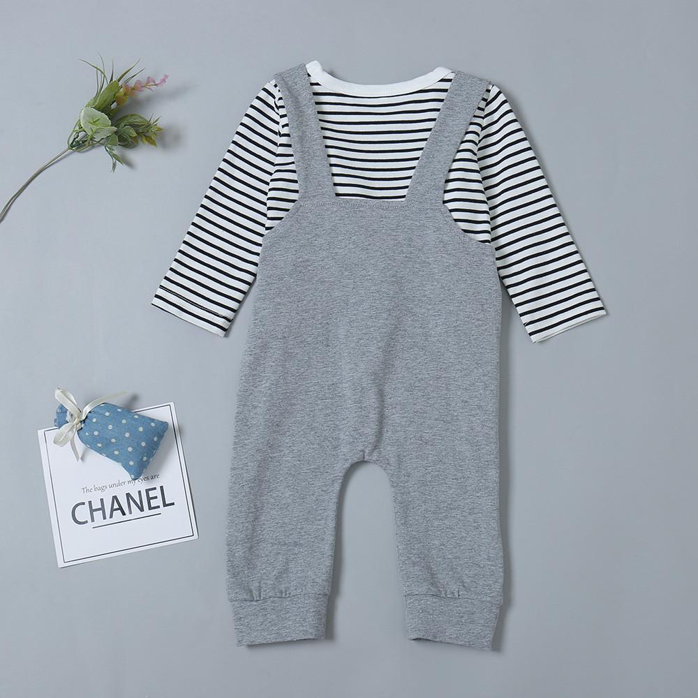 Baby Boys Printed Striped Long Sleeve Romper Baby Wholesale Suppliers - PrettyKid