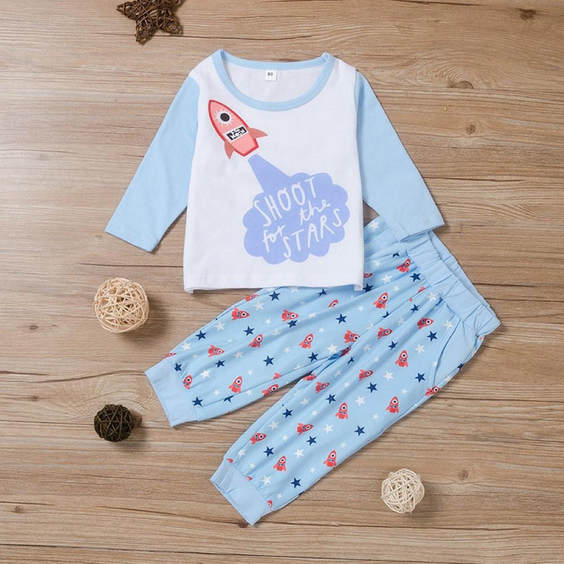 Baby Boys Rocket Printed Top & Pants Baby Boys Clothes Wholesale - PrettyKid