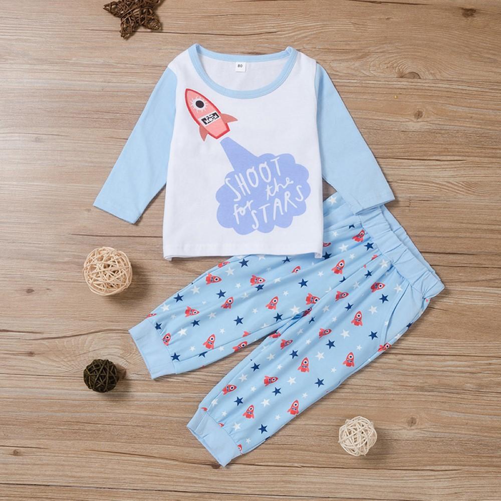 Baby Boys Rocket Printed Top & Pants Baby Boys Clothes Wholesale - PrettyKid