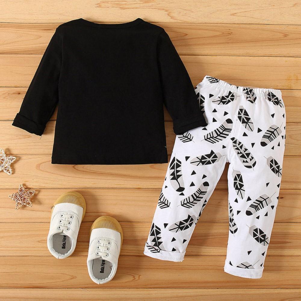 Baby Boys Round Neck Letter Printed Top & Pant Wholesale Boys Suits - PrettyKid