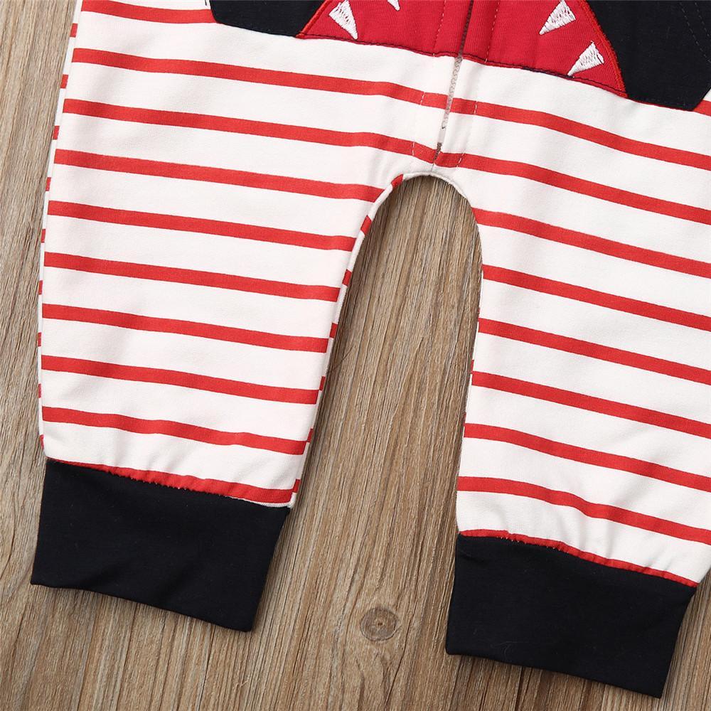 Baby Boys Shark Hooded Zipper Stripe Romper Baby Clothes Wholesale Bulk - PrettyKid