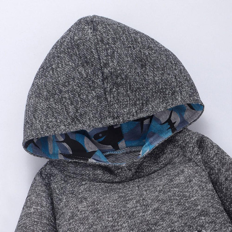 Baby Boys Shark Printed Hooded Top & Pants Kids Fashion Wholesale - PrettyKid