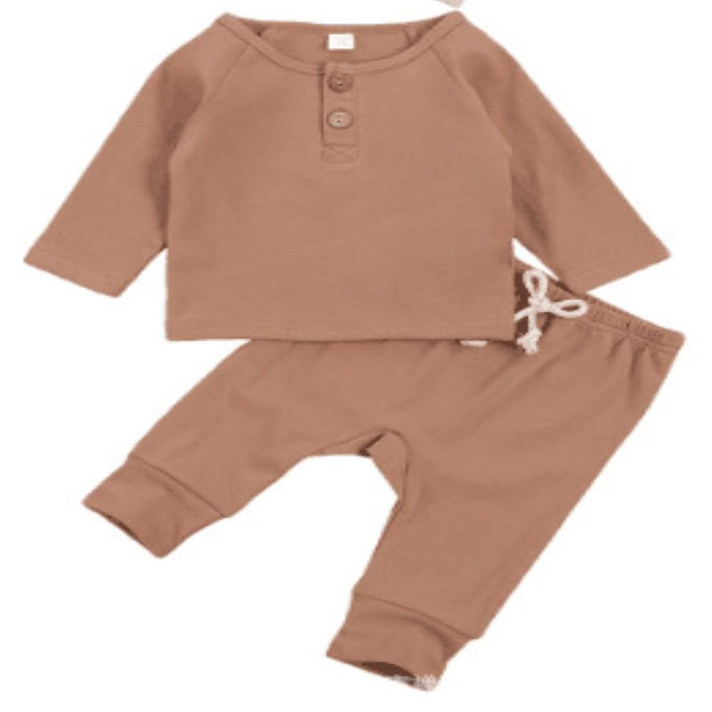 Baby Boys Solid Color Bottons Top & Pants Baby Wholesale Clothes - PrettyKid