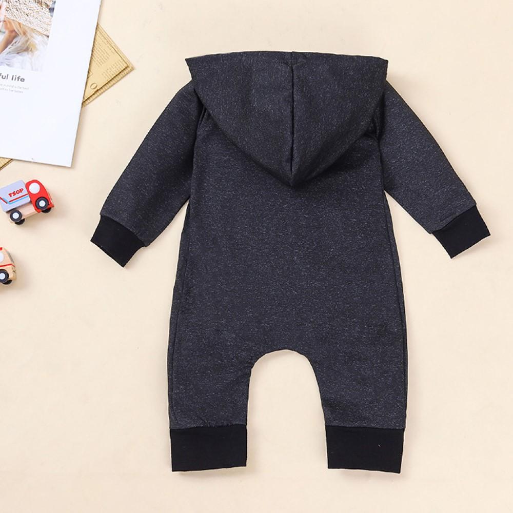 Baby Boys Solid Color Hooded Romper Buy Baby Clothes Wholesale - PrettyKid