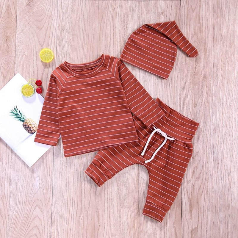 Baby Boys Striped Top & Pants & Hat Wholesale Kid Clothing - PrettyKid