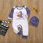 Baby Boys Thanksgiving Letter Printed Romper & Hat Baby Wholesales - PrettyKid