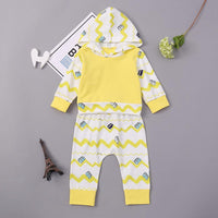 Baby Boys Unisex Long Sleeve Printed Hooded Tops&Pants Baby Clothing In Bulk - PrettyKid