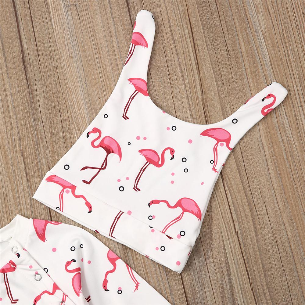 Baby Girl Cute Long Sleeve Printed Flamingo Romper&Hat Baby Clothes Cheap Wholesale - PrettyKid