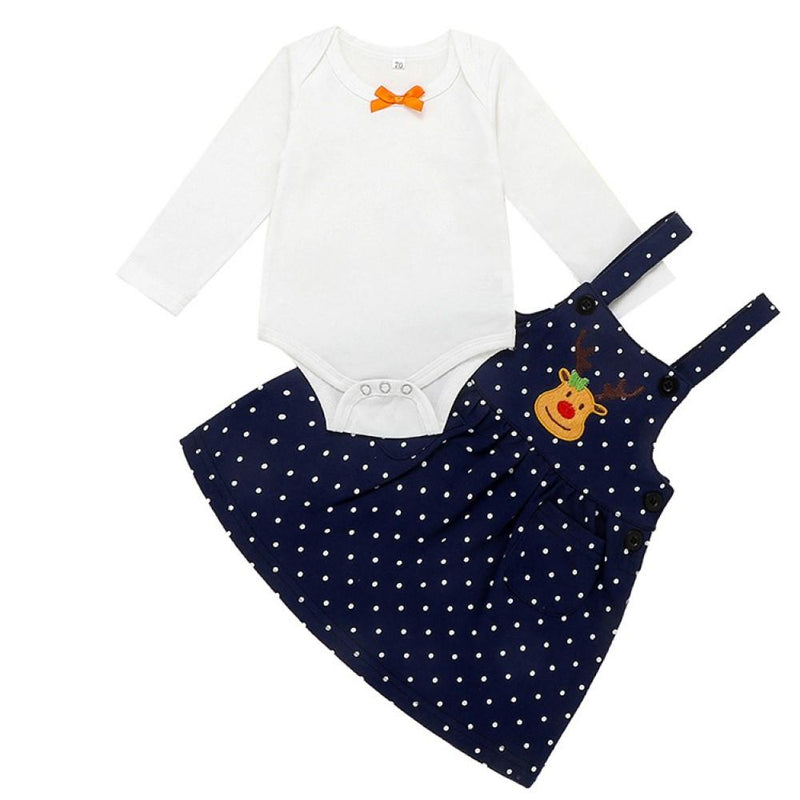Baby Girls Bow Decor Romper & Polka Dot Skirt Baby Wholesale Clothes - PrettyKid