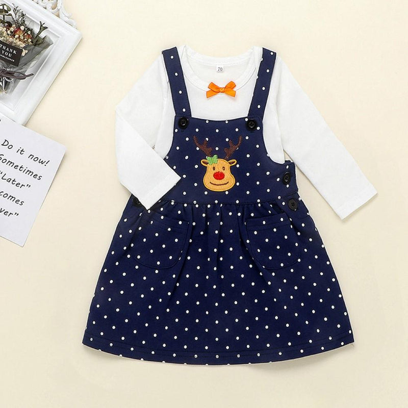 Baby Girls Bow Decor Romper & Polka Dot Skirt Baby Wholesale Clothes - PrettyKid