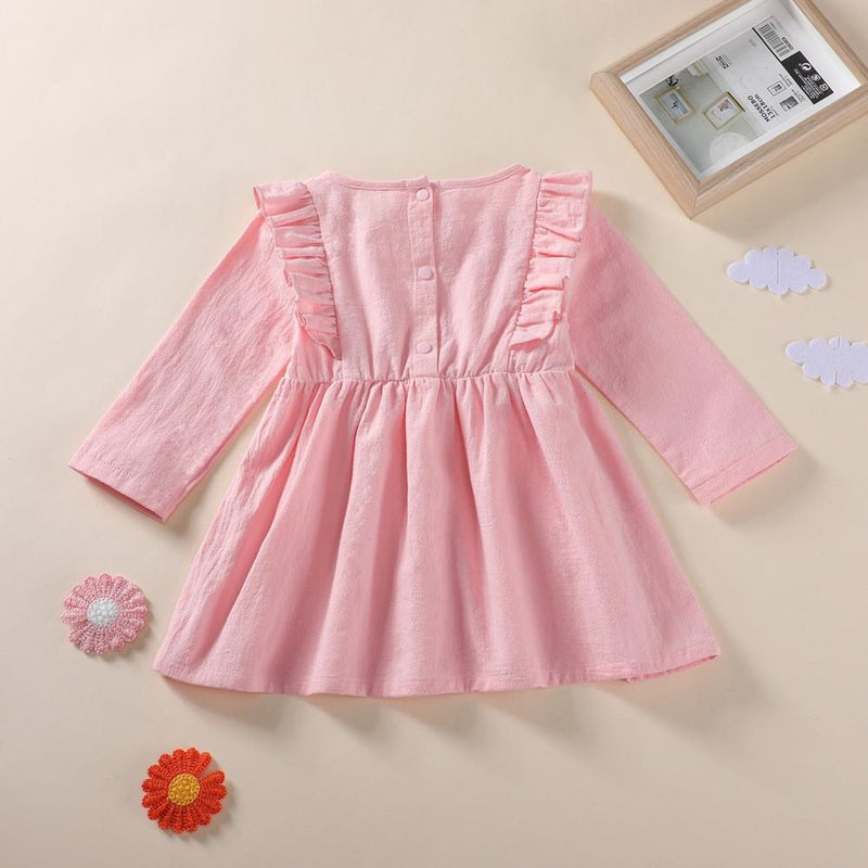 Baby Girls Bow Decor Solid Collor Dress Buy Wholesale Kids Clothing - PrettyKid