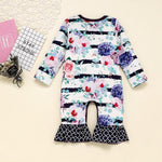 Baby Girls Floral Printed Long Sleeve Romper Wholesale Clothing Baby - PrettyKid