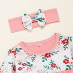 Baby Girls Floral Printed Top & Pants & Headband Cheap Boutique Baby Clothing - PrettyKid