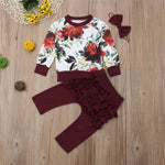 Baby Girls Floral Tops&Pants&Headband Baby Boutique Clothing Wholesale - PrettyKid