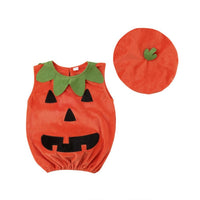 Baby Unisex Halloween Pumpkin Smiley Romper & Hat Wholesale Clothing Baby - PrettyKid