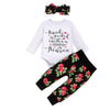 Baby Girls Letter Printed Romper & Pants & Headband Baby Wholesale - PrettyKid