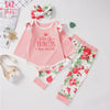 Baby Girls Letter Printed Romper & Pants & Headband Children Clothing Wholesale Usa - PrettyKid