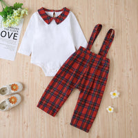 Baby Girls Long Sleeve Doll Collar Romper&Overall Pants Baby Clothes Cheap Wholesale - PrettyKid