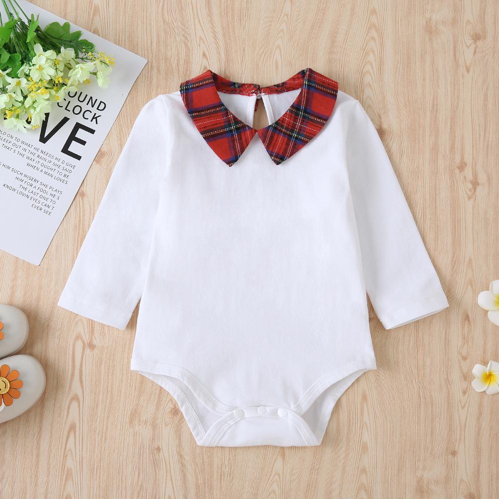 Baby Girls Long Sleeve Doll Collar Romper&Overall Pants Baby Clothes Cheap Wholesale - PrettyKid