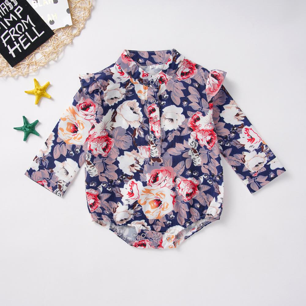 Baby Girls Long Sleeve Floral Cute Romper Baby Clothes Vendors - PrettyKid
