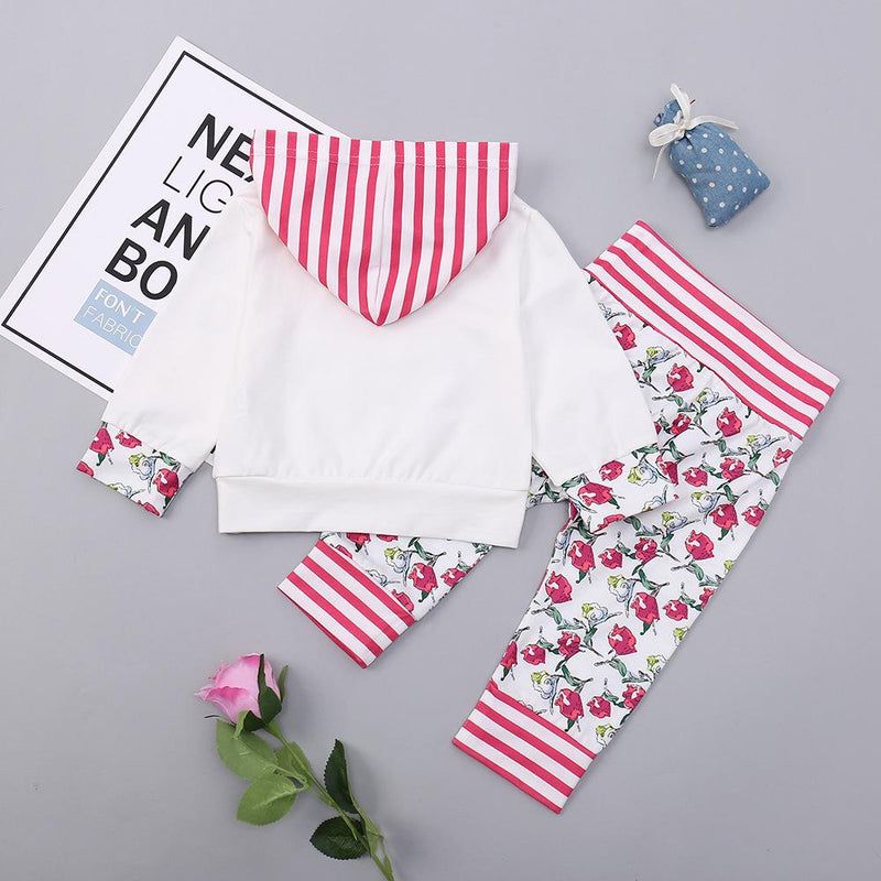 Baby Girls Long Sleeve Floral Hooded Tops&Pants Baby Wholesale Suppliers - PrettyKid