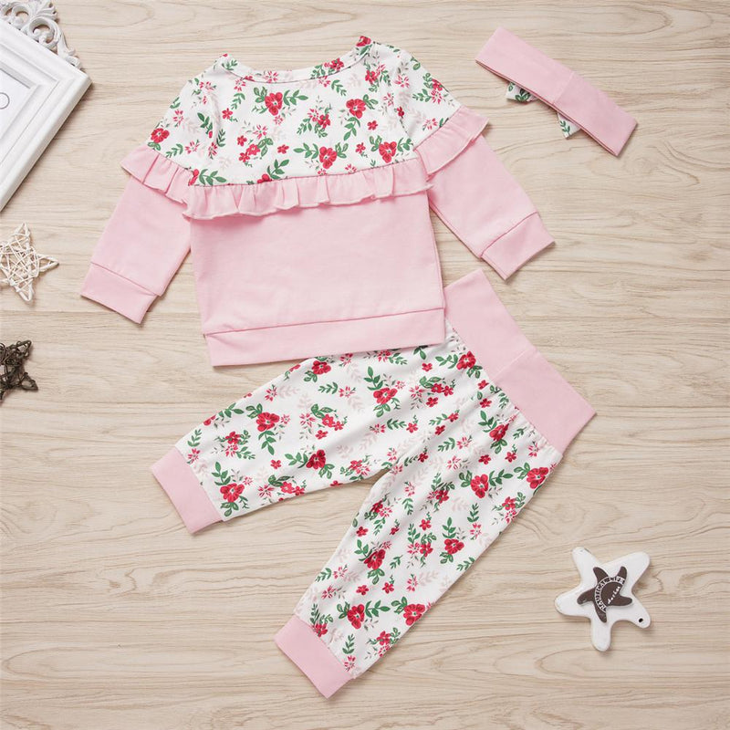 Baby Girls Long Sleeve Floral Tops&Pants Baby Wholesale Clothes - PrettyKid