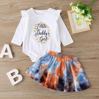 Baby Girls Long Sleeve Letter Romper&Tie dye Skirt Baby Clothing Cheap Wholesale - PrettyKid