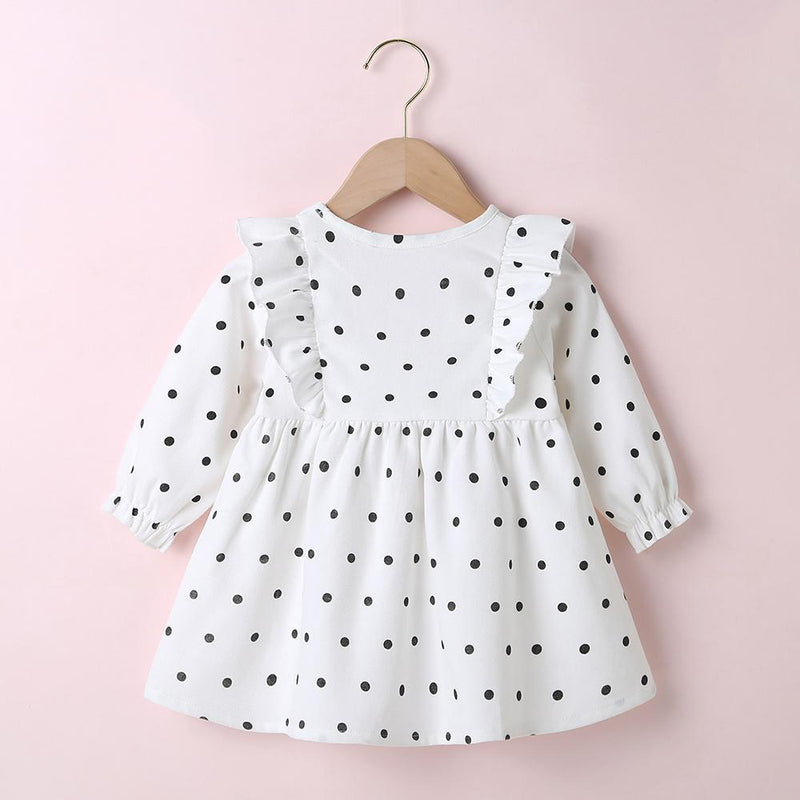 Baby Girls Long Sleeve Printed Dot Dress Toddler Wholesale Clothes - PrettyKid