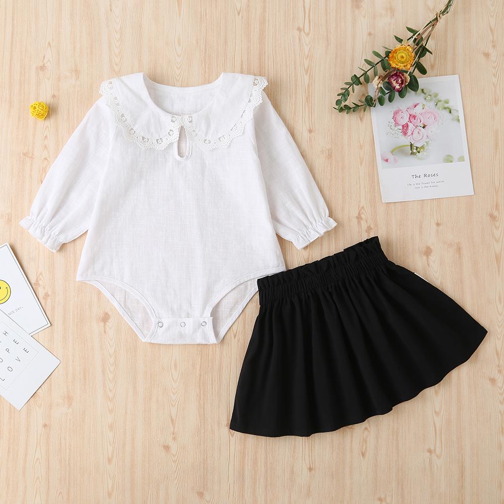 Baby Girls Long Sleeve Romper&Pleated Skirt Wholesale Baby Rompers - PrettyKid
