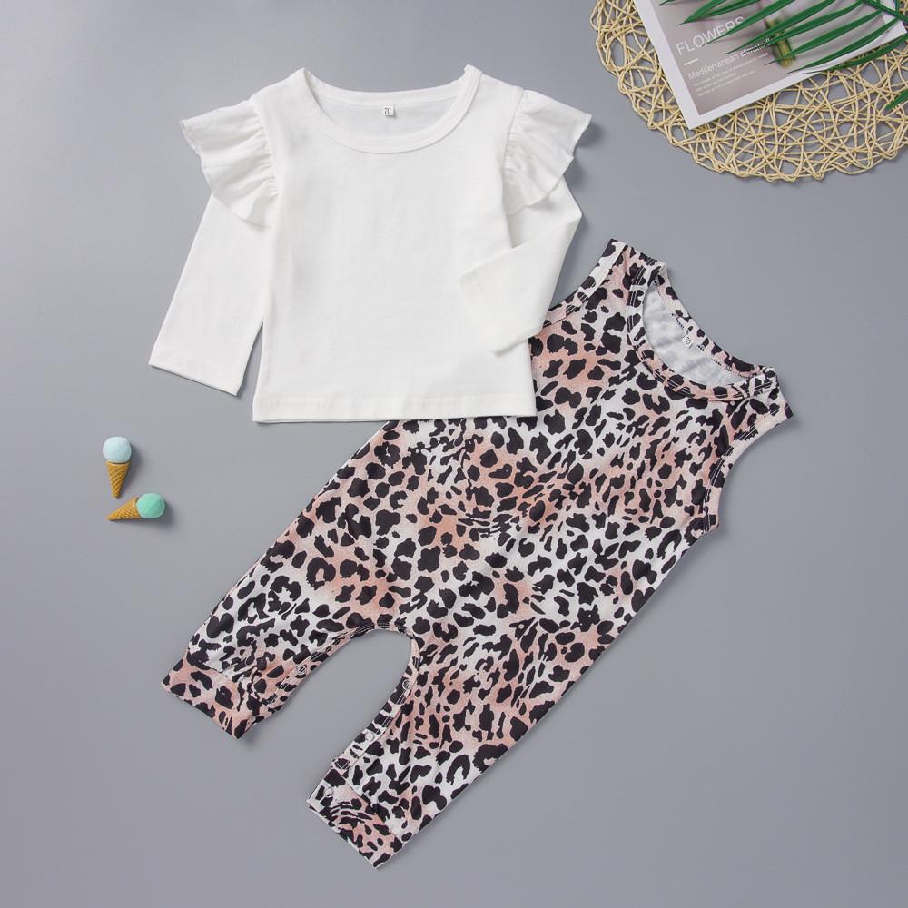 Baby Girls Long Sleeve Tops&Printed Leopard Jumpsuit Baby Clothes Cheap Wholesale - PrettyKid