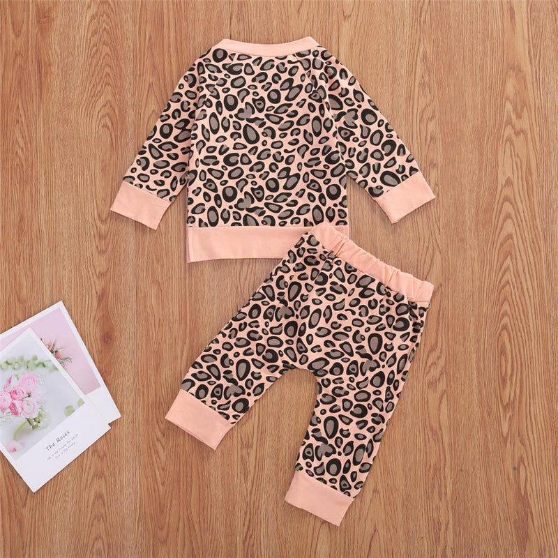 Baby Girls Printed Leopard Tops&Pants Baby Boutique Clothing Wholesale - PrettyKid
