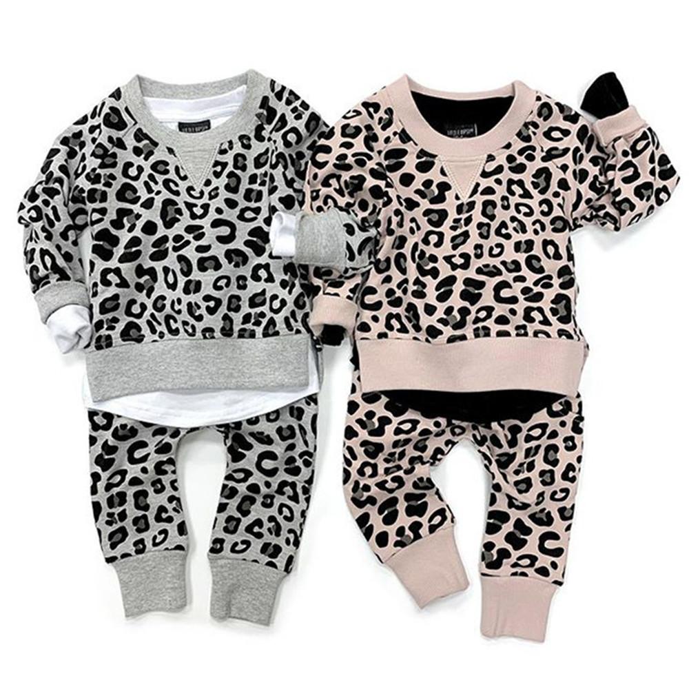 Baby Girls Printed Leopard Tops&Pants Baby Boutique Clothing Wholesale - PrettyKid