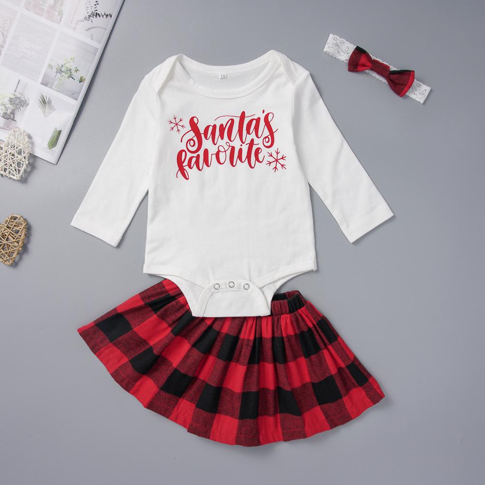 Baby Girls Printed Letter Romper&Plaid Skirt Baby Clothes Cheap Wholesale - PrettyKid
