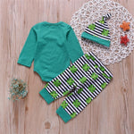 Baby Girls Printed Lucky Clover Letter Romper&Stripe Pants Baby Clothes Vendors - PrettyKid