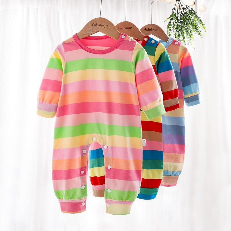 Baby Girls Rainbow Long Sleeve Romper Children Clothing Wholesale Usa - PrettyKid