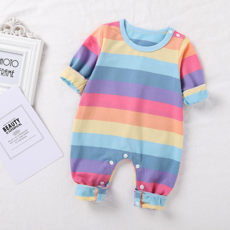 Baby Girls Rainbow Long Sleeve Romper Children Clothing Wholesale Usa - PrettyKid