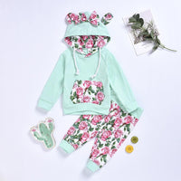 Baby Girls Rose Flower Printed Top & Pants Wholesale Kidswear - PrettyKid