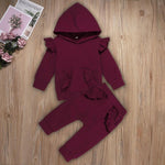 Baby Girls Solid Color Hooded Top & Pants Baby Clothing Wholesale - PrettyKid