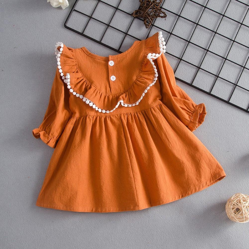 Baby Girls Solid Printed Dress Children Clothes Wholesale - PrettyKid