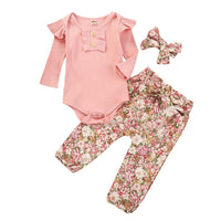 Baby Girls Solid Striped Romper & Pants Toddler Wholesale - PrettyKid