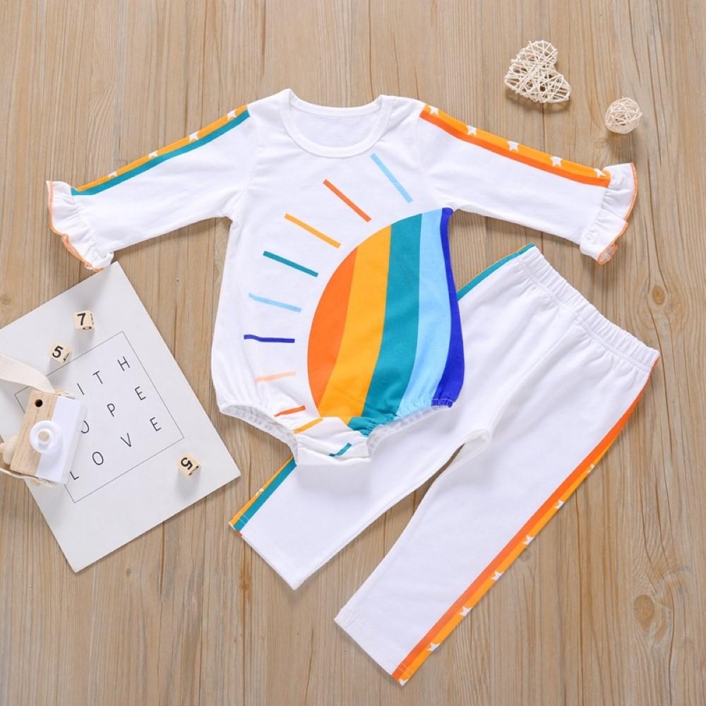 Baby Girls Sun Printed Cute Romper & Pants Girl Wholesale - PrettyKid