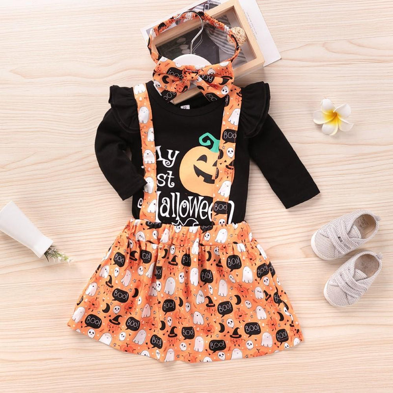 Baby Girls Three-piece Long-sleeved Halloween Girl Dress Wholesale Clothing Baby - PrettyKid