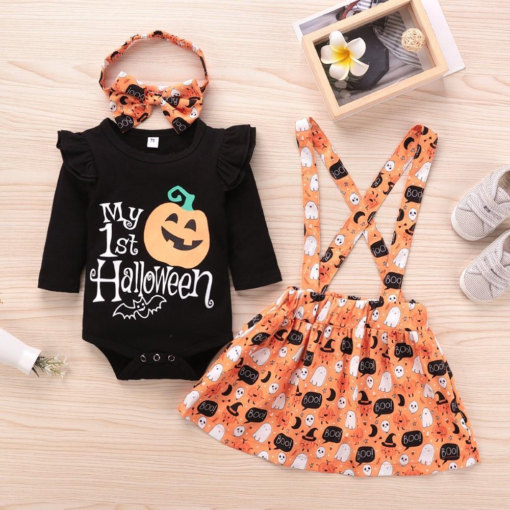 Baby Girls Three-piece Long-sleeved Halloween Girl Dress Wholesale Clothing Baby - PrettyKid