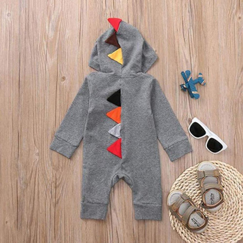Baby Girls Unisex Hooded Dinosaur Romper Wholesale Baby Outfits - PrettyKid