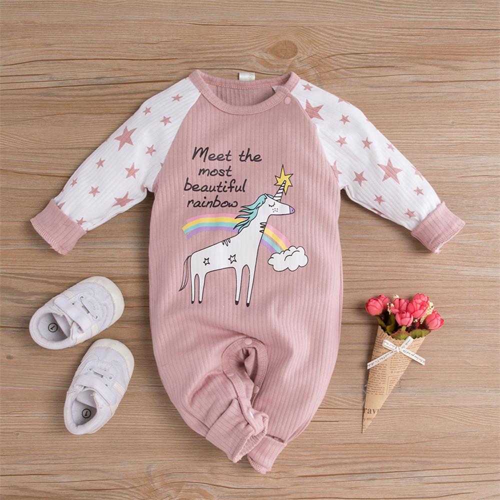 Baby Girls Unisex Long Sleeve Printed Cartoon Romper Wholesale Baby Clothes Usa - PrettyKid
