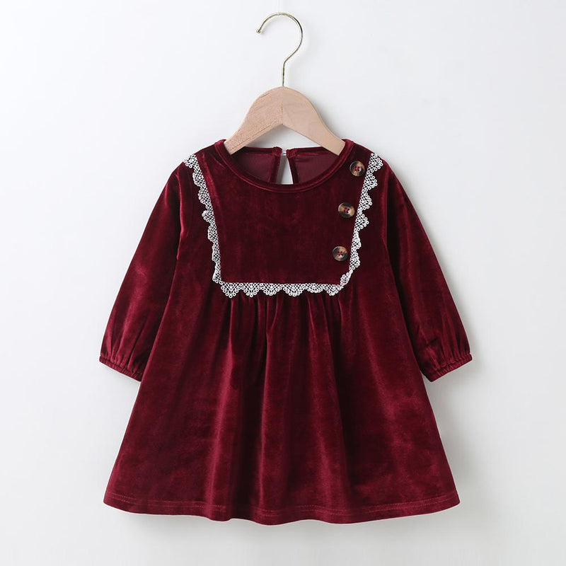 Baby Girls Vintage Long Sleeve A-Line Dress Baby Clothes Wholesale Supplier - PrettyKid